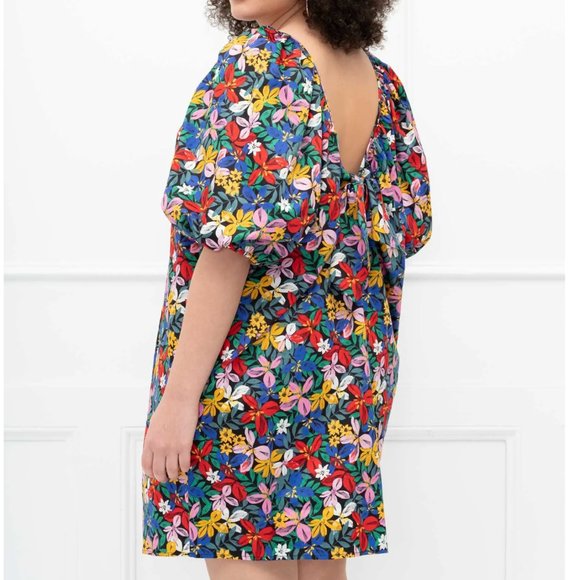 ELOQUII Elements Floral Print Tie-Back Puff Sleeve Dress sz 22/24 NWT - Picture 3 of 12